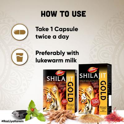 Dabur Shilajit Gold Capsule 20's (Free 2 Capsules) - Sexual Healthcare