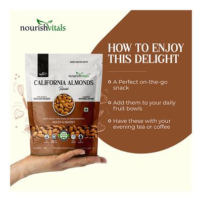 NourishVitals California Roasted Almonds Seeds (Pack of 2 x 200 gm) - Nutritional Bars