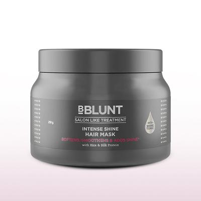 Bblunt Intense Shine Hair Mask with Rice and Silk Protein for Softer, Smoother and Shinier Hair 250 gm - Hair Masks & Packs
