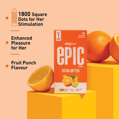 Manforce Epic Passion Extra Dotted Condoms - Fruit Punch 10's - Plain/Flavoured Condoms