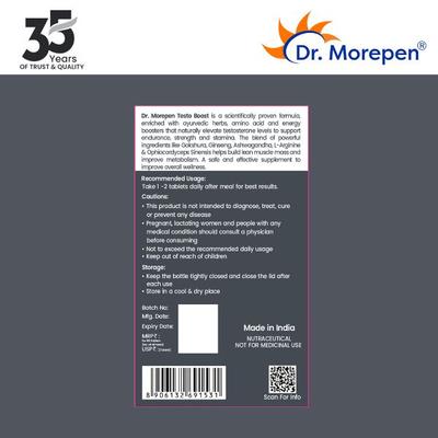 Dr. Morepen Testosterone Booster Tablet - Men 60's - Sexual Care