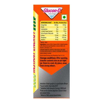 Glucon-D Instant Energy Powder - Tangy Orange (Refill) 450 gm - Energy Drinks