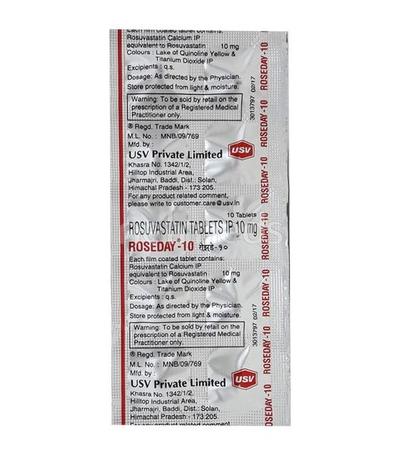 Roseday 10mg Tablet 10'S - High Cholesterol-Dys