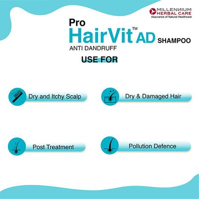 Millennium Herbal Care Pro Hairvit Anti Dandruff Shampoo (Pack of 2 x 100 ml) - Shampoos