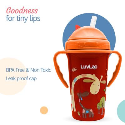 LuvLap Tiny Giffy Sipper - Orange 300 ml - Feeding & Nursing