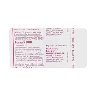 Foseal 800mg Tablet 10'S - Poisoning/Overdose-Ant