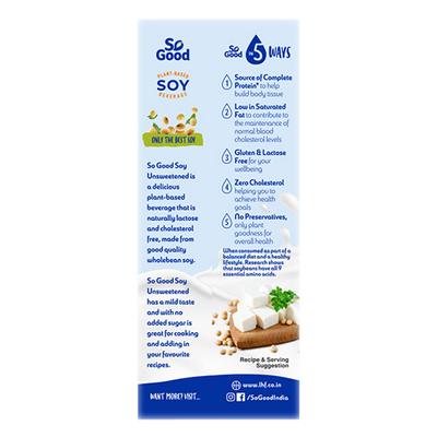 So Good Plant-Based Soy Beverage - Unsweetened 200 ml - Herbal Dietary Supplement