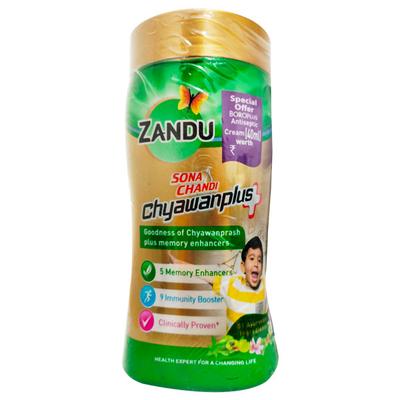 Zandu Sona Chandi Chyawanplus 900 gm + Free Boroplus Antiseptic Cream 40 ml - Chyawanprash