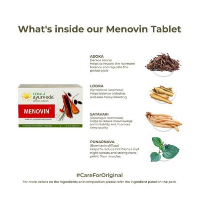 Kerala Ayurveda Menovin Tablet (Pack of 10 x 10's) - Speciality Medicines