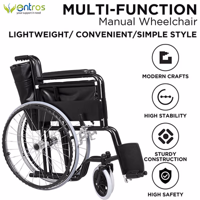 Entros Wheelchair - Black (EHS-875) - Walker & Walking Stick