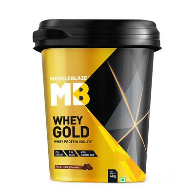 MuscleBlaze Whey Gold Protein Isolate Powder - Rich Milk Chocolate 4 kg - Whey Proteins