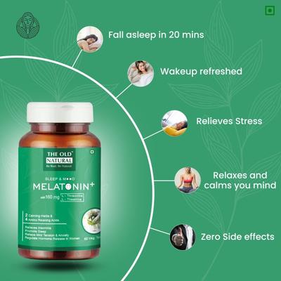 The Old Natural Sleep & Mood Melatonin with 160 mg Veg Tablet 60's - Mental Health