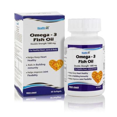 HealthVit Omega - 3 Fish Oil Double Strength 1000 mg Softgel 60's - Omega Fish Oil Fatty Acids
