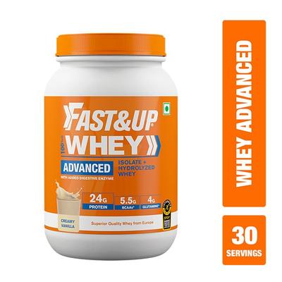 Fast&Up Whey Advanced Protein Powder - Creamy Vanilla Flavour 912 gm - Whey Proteins