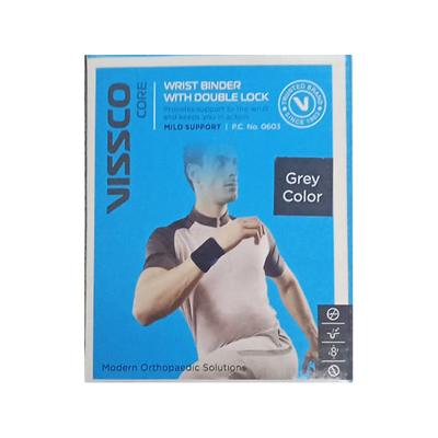 Vissco Core Wrist Binder with Double Lock Mild Support - Standard (Grey) (0603) - Knee/Ankle/Leg/Foot Supports