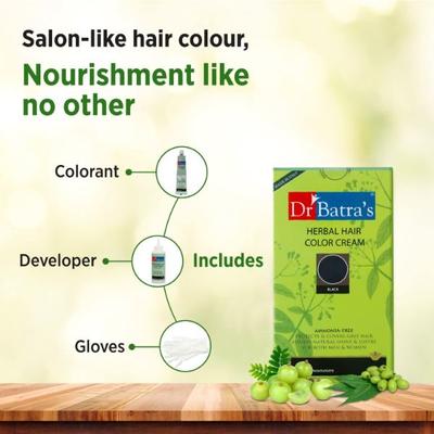 Dr Batra's Dandruff Cleansing Shampoo 100 ml + Anti-Dandruff Hair Serum 125 ml + Conditioner 200 ml + Hair Oil 200 ml + Herbal Hair Color Cream - Black - Hair Treatment