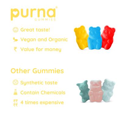 Purna Gummies Vitamin C Lemon and Zinc for Adults and Kids, Immunity Boost, Skincare 30's - Vitamin C