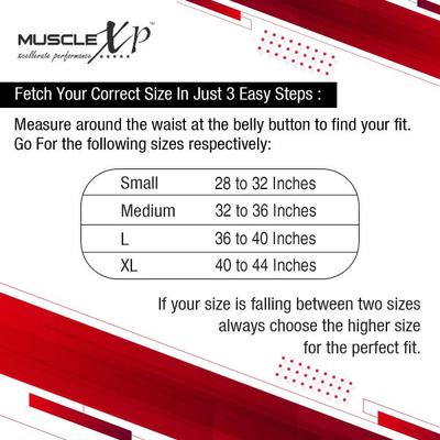 MuscleXP Gym Nylon Padded Weight Lifting Belt - Black (L) 1's - Gym Accessories