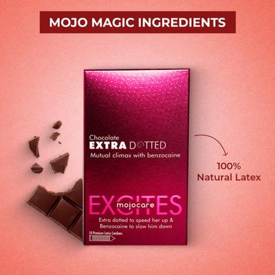 Mojocare Excites Extra Dotted Condoms - Chocolate 10's - Sexual Healthcare