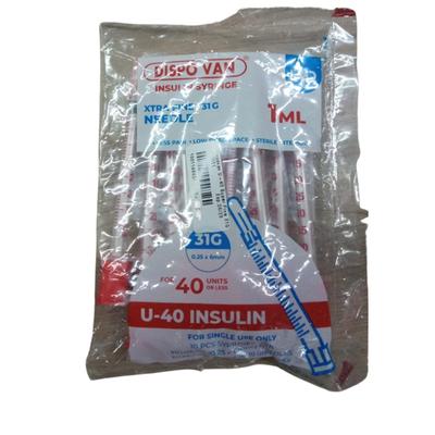 Dispovan U-40 Xtra Fine 31G Insulin Syringe 1 ml 10's - Surgical Instruments