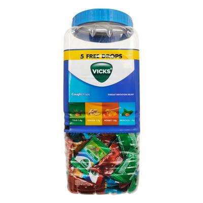 Vicks Cough Drops Candy - Tulsi, Ginger, Honey & Menthol 205's + 5's Free - Sore Throat Lozenges