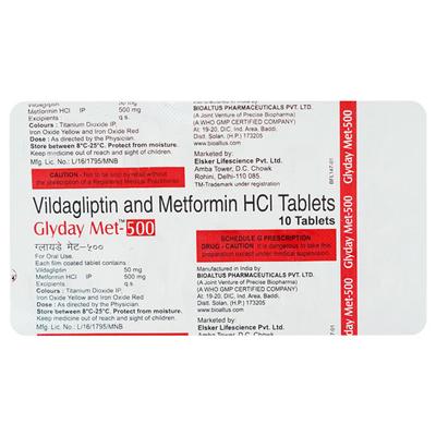 GLYDAY MET 500 Tablet 10's - Diabetes-Ant