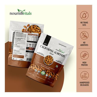 NourishVitals California Roasted Almonds Seeds (Pack of 2 x 200 gm) - Nutritional Bars