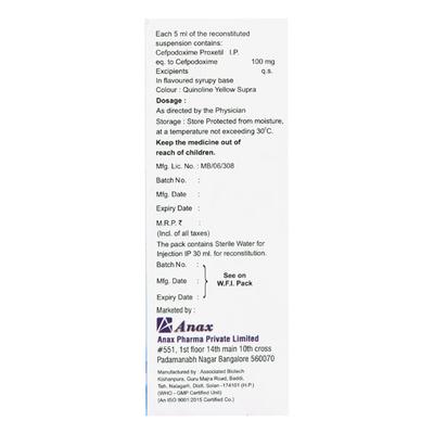 ANACEF 100 Dry Syrup 30ml - Bacterial Infections-Cep