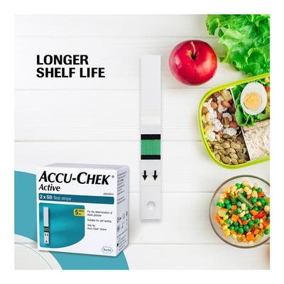 Accu-Chek Active Test Strip 100's + Free Accu-Chek Softclix Lancets 25's - Blood Glucose Monitors/Test Strips