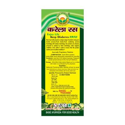 Basic Ayurveda Bitter Gourd (Karela) Juice 500 ml - Ayurvedic Juices