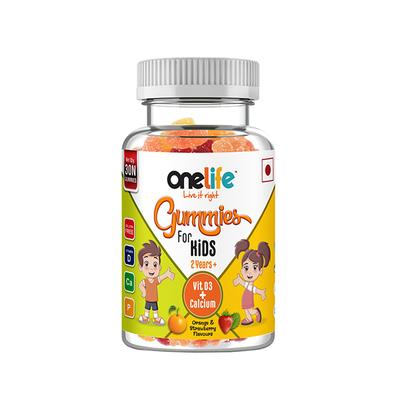 Onelife Gummies for Kids (2 Years+) Vitamin D3 + Calcium - Orange & Strawberry Flavour 30's - Multi-Vitamins