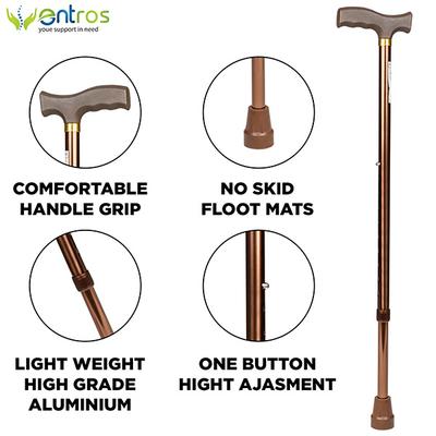 Entros Height Adjustable Walking Stick - Brown (KL920L) - Walker & Walking Stick