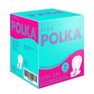 Pinq Polka Sanitary Premium Ultra Slim Sanitary Pads-(Regular) 10's - Sanitary Napkins
