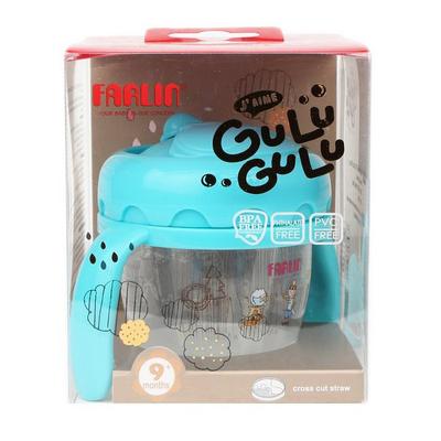 Farlin Gulu Gulu Straw Drinking Cup - Blue 120's - Feeding & Nursing