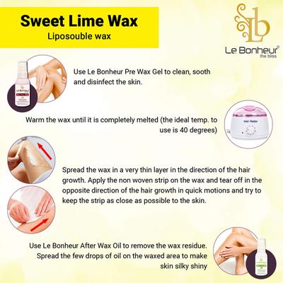 Le Bonheur Depilatory Wax - Sweet Lime 800 gm (Free Pre Wax Gel and Post wax Oil) - Shaving & Hair Removal