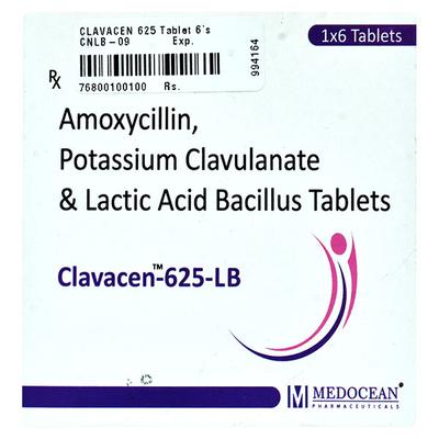 CLAVACEN 625 LB Tablet 6's - Bacterial Infections-Pen
