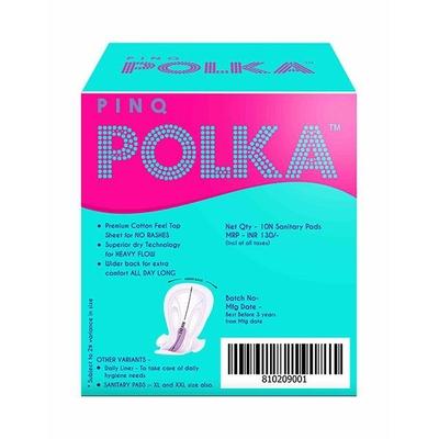 Pinq Polka Sanitary Premium Ultra Slim Sanitary Pads-(Regular) 10's - Sanitary Napkins