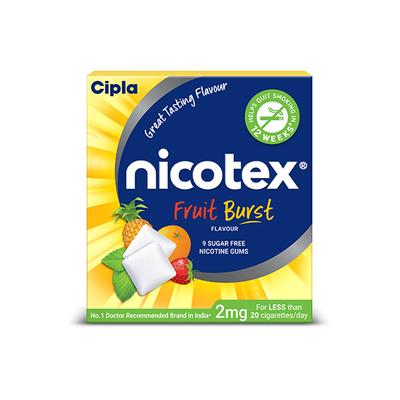 Nicotex 2 mg Sugar Free Nicotine Gums - Fruit Burst 9's - Nicotine Gums/Lozenges