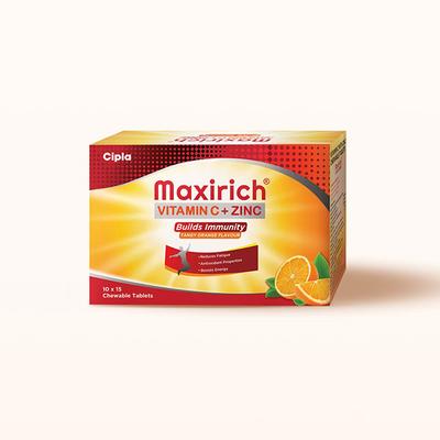 Maxirich Vitamin C+ Zinc Chewable Tablets 15's - Vitamin C