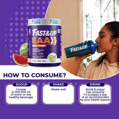 Fast&Up EAA Intra Training Supplement (30 Servings) - Watermelon Splash Flavour 390 gm - Workout Essentials