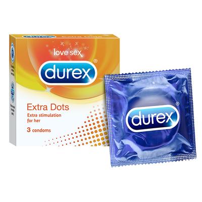 Durex Condoms - Extra Dots 3's - Plain/Flavoured Condoms