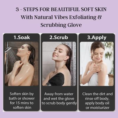 Natural Vibes Deep Cleanse & Exfoliating Routine Shower Gel Body Wash + Scrubbing Glove 300 ml - Bath Kits & Sets