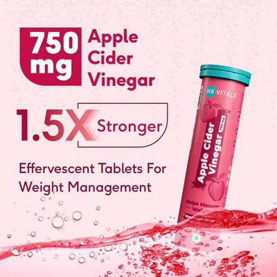 HealthKart HK Vitals Apple Cider Vinegar 750 mg Effervescent Tablets - Watermelon 15's - Apple Cider Vinegar - Acv