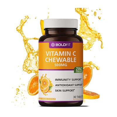 Boldfit Vitamin C Chewable 500 mg Tablet - Tangy Orange Flavour 30's - Multi-Vitamins