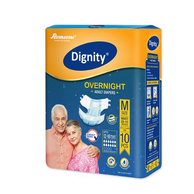 Dignity Overnight Adult Diapers (M) 10's - Adult Diapers & Pads