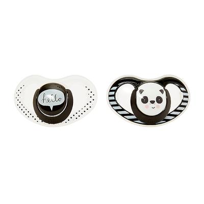 Mothercare Airflow Fun Faces Soothers for 6-12 Months - Black (Pack of 2) - Feeding & Nursing