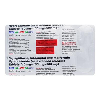 SITAZIT DM ER 500/10 Tablet 10's - Diabetes-Ant