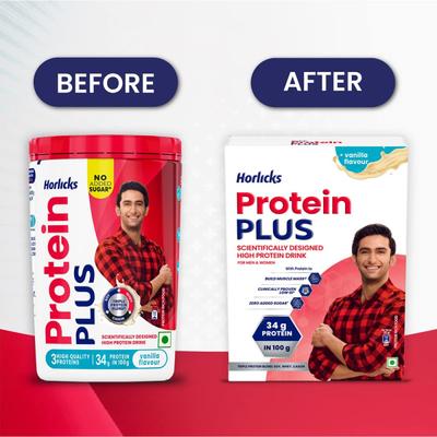 Horlicks Protein Plus Powder - Vanilla Flavour 400 gm (Refill Pack) - Daily Health Drinks