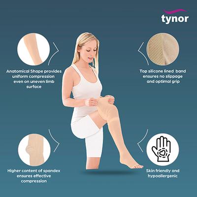 Tynor Medical Compression Stocking Below Knee Class 2 - Beige (XL) (I 67) - Knee/Ankle/Leg/Foot Supports