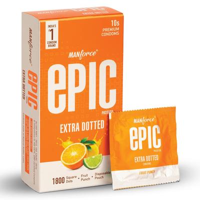 Manforce Epic Passion Extra Dotted Condoms - Fruit Punch 10's - Plain/Flavoured Condoms